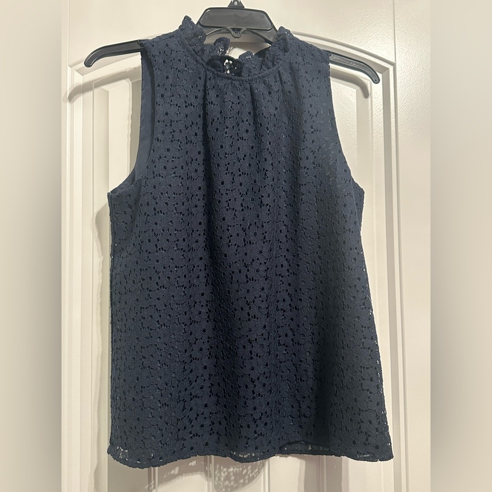 Ann Taylor Navy blue Sleeveless Lace Top